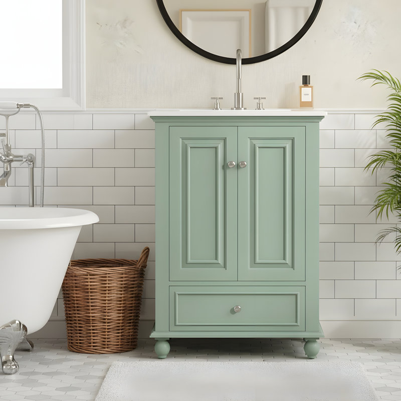 Meuble-lavabo pratique prêt à l'emploi, Vert