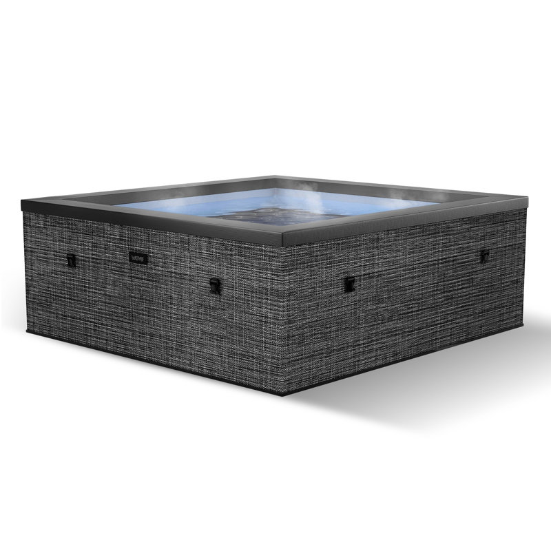 Belfry Bathroom Burleigh 240V 6 Person 90 - Jet Foam Square Plug And Play Hot Tub, Light Grey