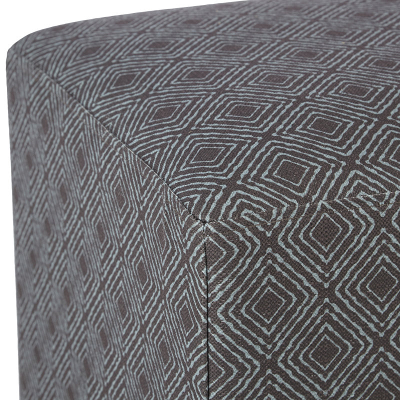 Jillian Upholstered Ottoman, Teal / Warm Grey