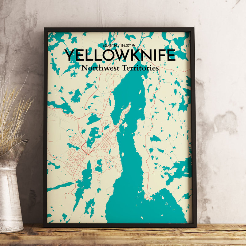 Yellowknife City Map - No Frame Print, 43.2cm H x 27.9cm W x 0.1cm D