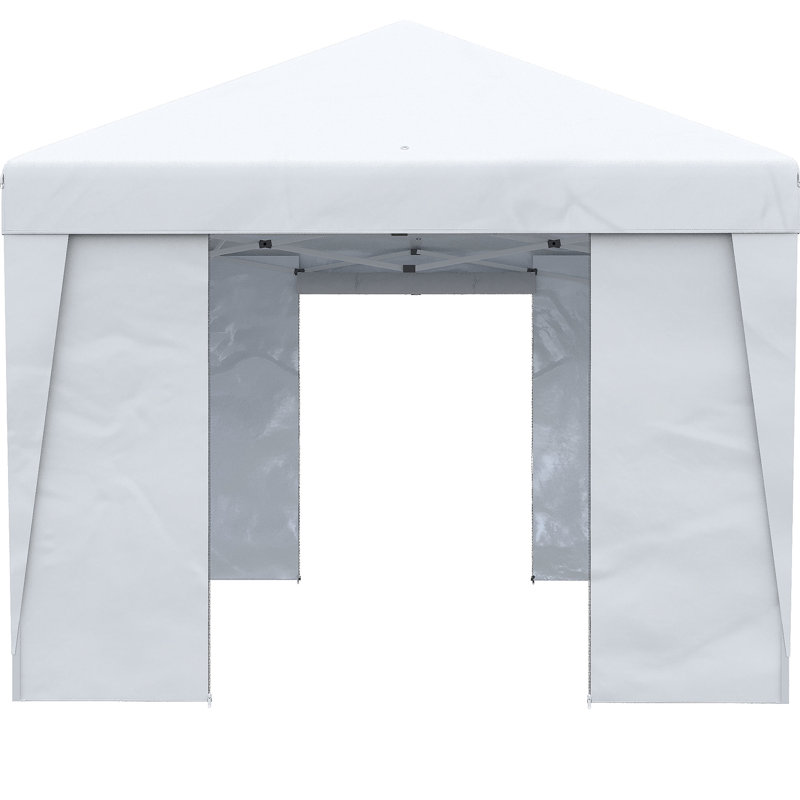 Auvent escamotable 10 pi x 19,5 pi - parois latérales incluses, hauteur réglable pour différents événements, jardin et patio faciles à installer, portes doubles, sac à roulettes, Uv30 +, blanc avec diverses célébrations,