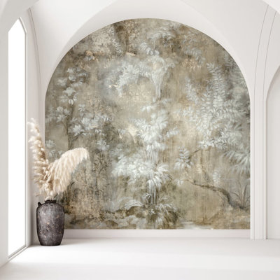 City Romance Collection Beige Floral 6-Panel Wall Mural