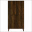 Grande armoire d'appoint à 4 portes en pin foncé avec détails complexes et lattes verticales, parfaite pour le rangement et la décoration
