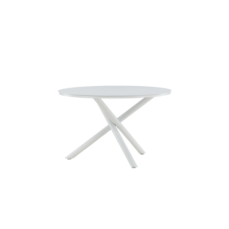 Eros Round Metal Outdoor Dining Table , 120cm cm W 120cm cm D, White
