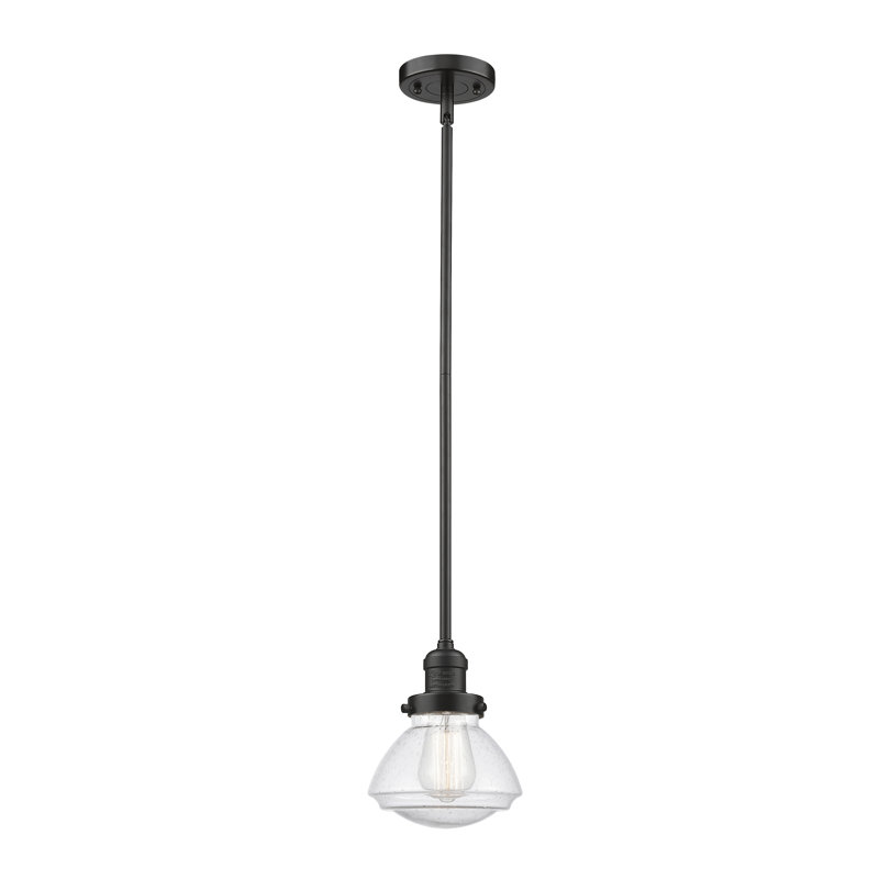 Luminaire suspendu simple à 1 lumière Chesterville, Ampoule DEL 6 watts Vinage, Grainé, Bronze huilé
