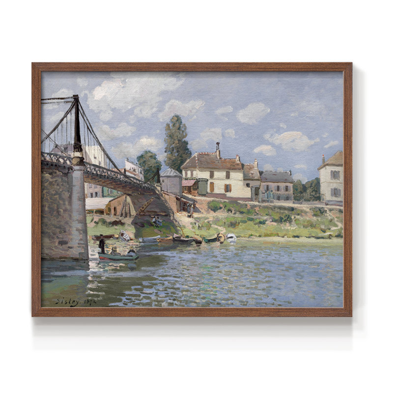 The Bridge at Villeneuve -Framed Print - Restickable, Noyer, H 16 po x l 20 po