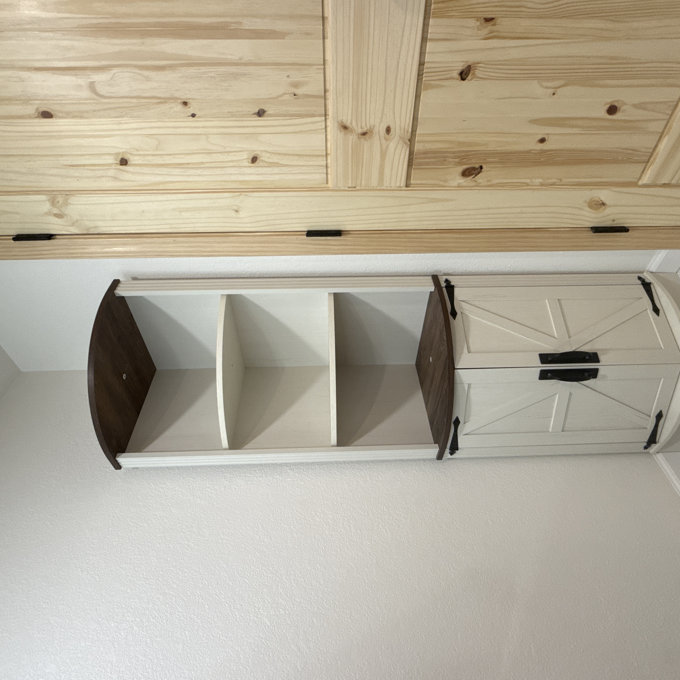 Corner Cabinet With Barn Door Design - White/Brown