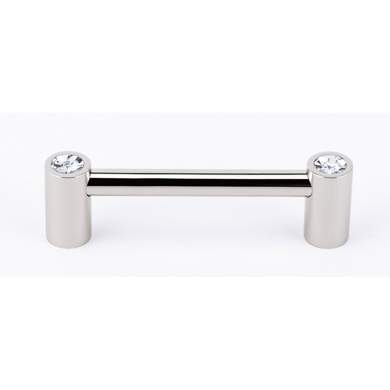 Swarovski Crystal Bar / Handle Pull, Polished Nickel, 3 1/2 "