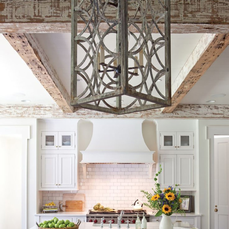 Elegant 6-Light Lantern Rectangle Chandelier