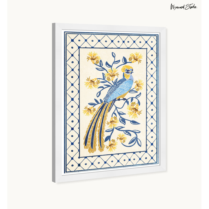 Tropical Avian Azul, White Framed