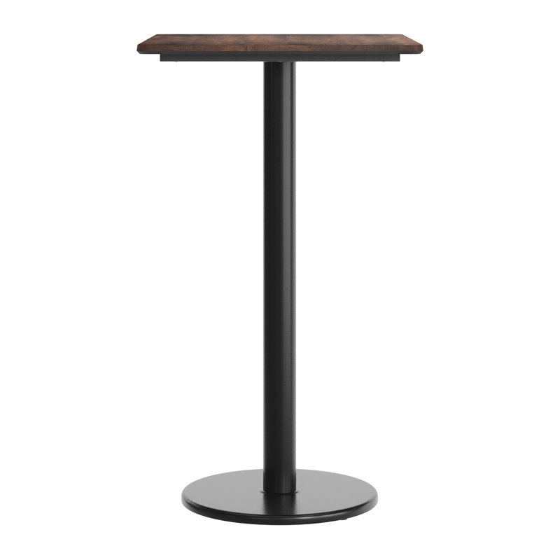 Commercial Seamless Surface Tabletop with Bar Height Round Base, Brown, 42"H x 29.75"L x 23.75"W