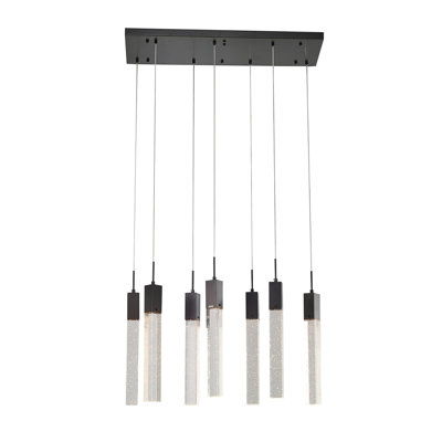 7 - Light Kitchen Island Rectangle Chandelier with Crystal Accents