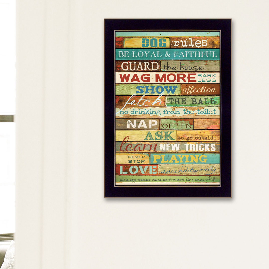 Dog Rules Framed Wall Art for Living Room, Home Wall Decor Framed Print By Marla Rae Winston Porter 
