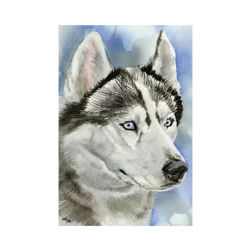 Ice Blue - Siberian Husky Dog by Judith Stein - Painting on Canvas, 66.04cm H x 45.72cm W x 3.81cm D, Wrapped Canvas