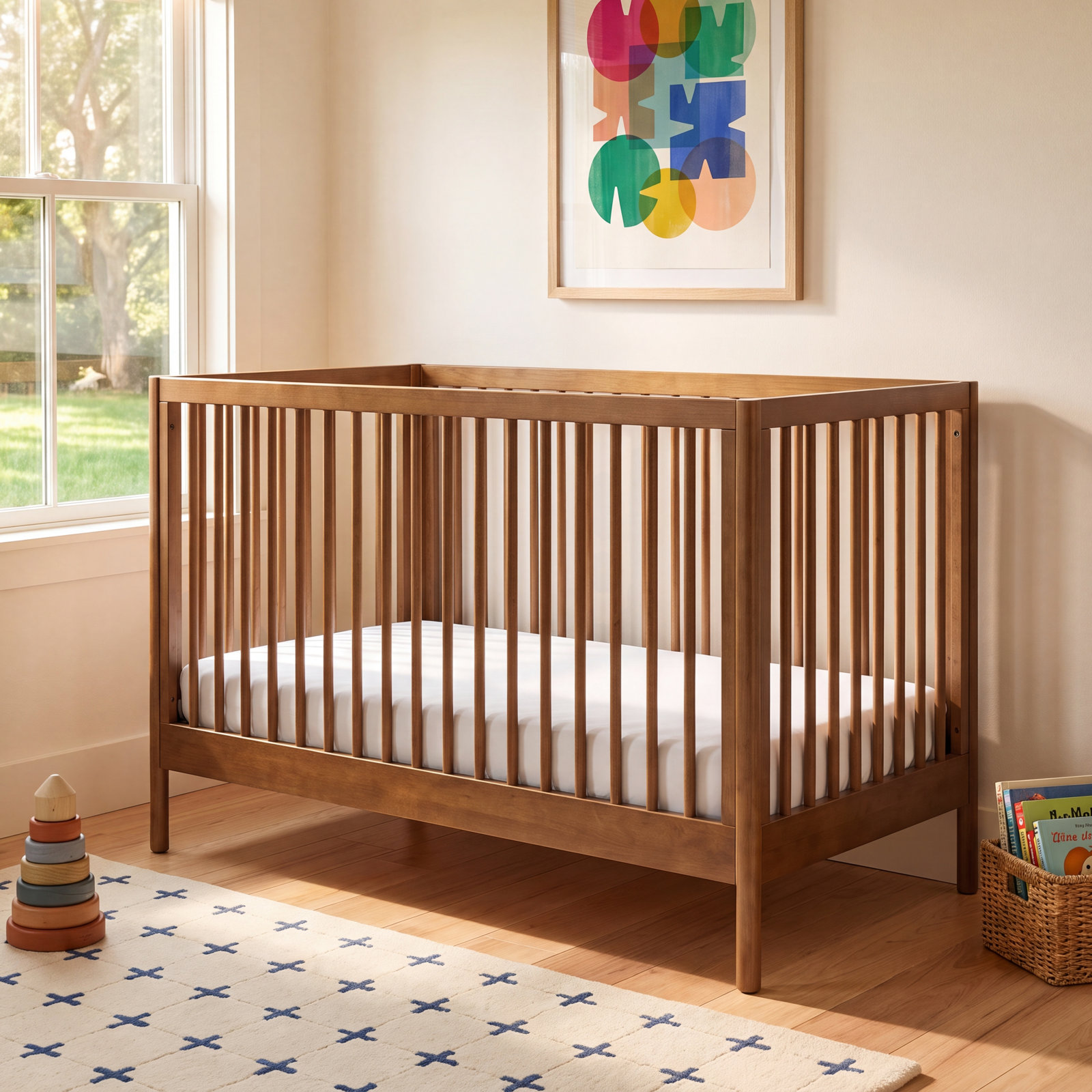 Birdie Pine 3-in-1 Convertible Crib, Walnut