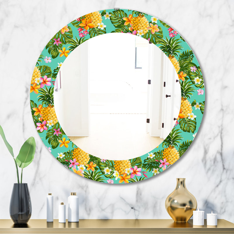 Miroir d'appoint mural Tropical Mood Pineapple 5, H 23,6 po x l 23,6 po