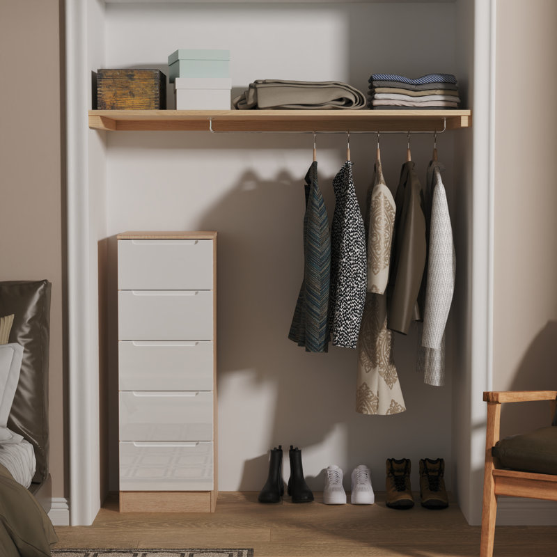 Bisma 37cm W Manufactured Wood Bedside Table, White/Oak