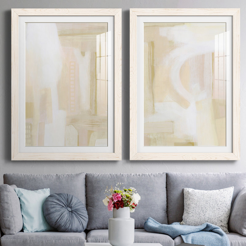 «Urban Peach», reproduction encadrée prête à accrocher, H 31,5 po x l 47 po x P 1,5 po, Papier encadré blanc, Blanc