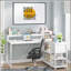 Bureau de bureau en L de 55 pouces avec rehausse de moniteur, tiroirs et tablettes de rangement pour petits espaces, finition blanche et blanche
