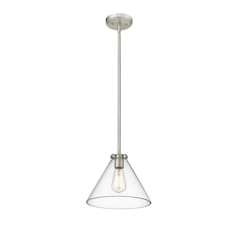 Luminaire suspendu conique à 1 lumière Greaves, Nickel brossé