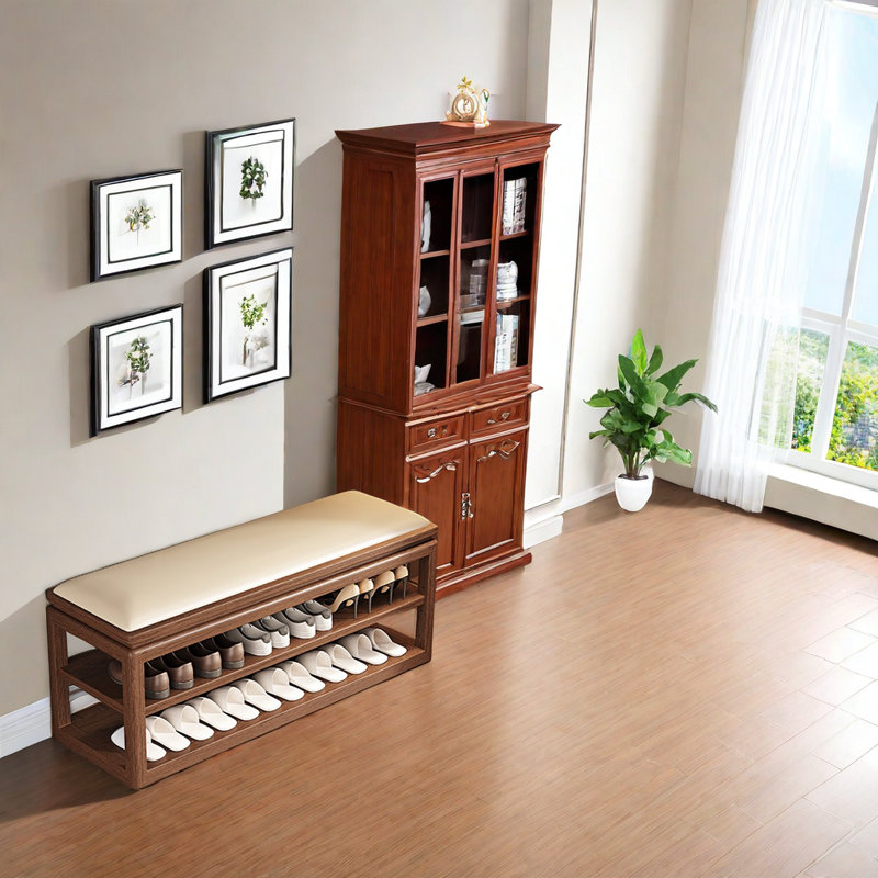 12 Pair Solid Wood Shoe Storage Bench, White