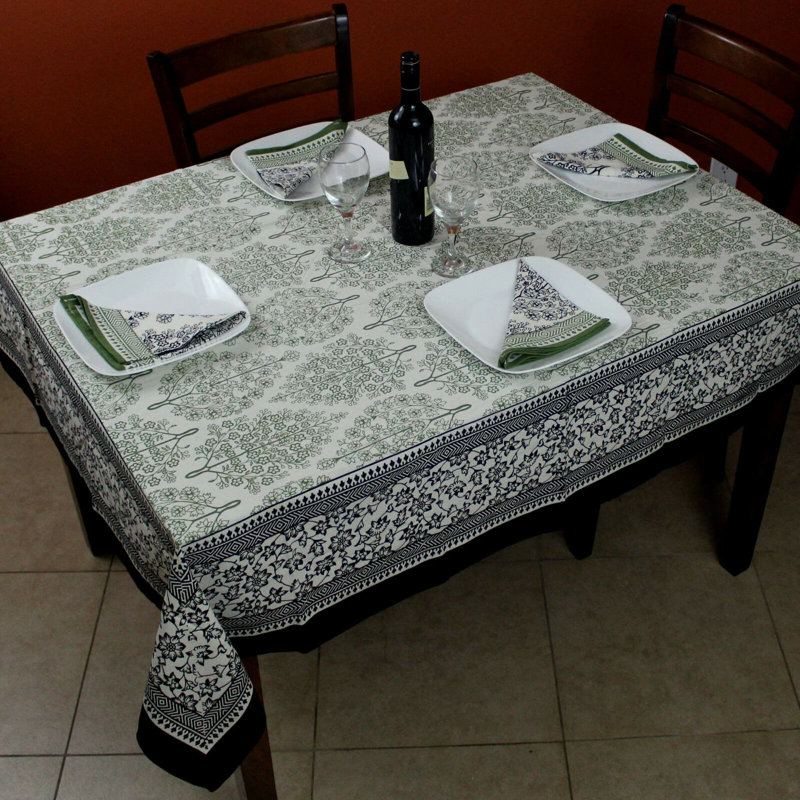 Jarmericus Cotton Tablecloth, Black/Green