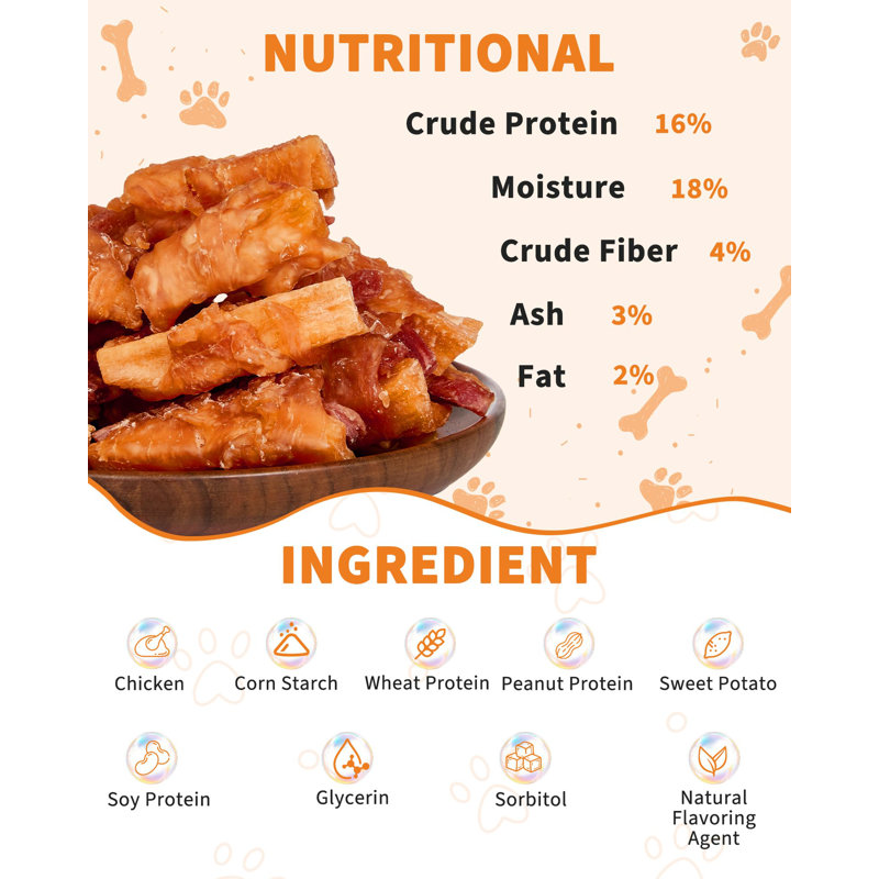 Friandises pour chiens à la patate douce enrobée de poulet – Bâtonnets de légumes bicolores pour l'entraînement et à mâcher – 354 g – pour chiens de petite, moyenne et grande taille