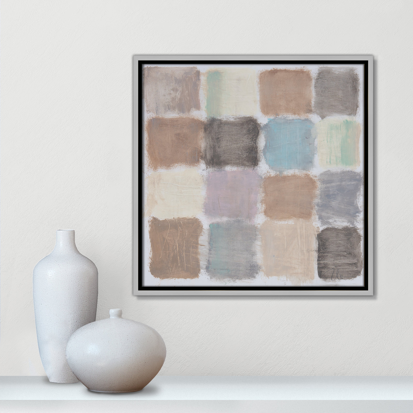 Veasey "Powder Room Reflections" Painting, 17.5" H x 17.5" W x 2" D, Silver