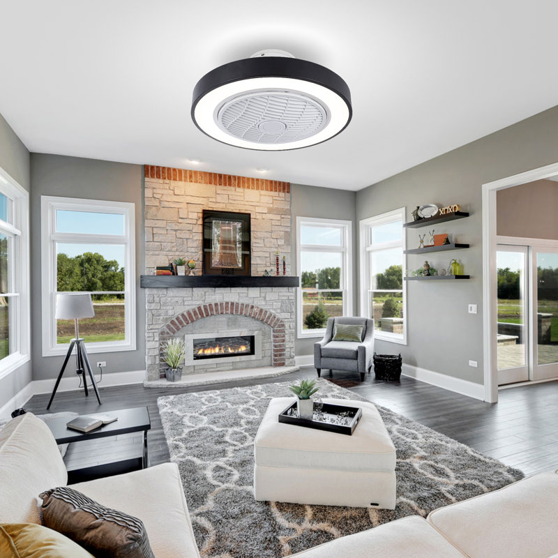 Blodgett 21.6'' 5-Blade Led Flush Mount Ceiling Fan With Remote Control And Light Kit Included (Set of 2)