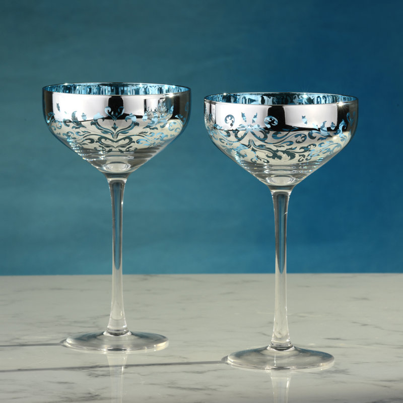 Filigree Champagne Saucers Blue