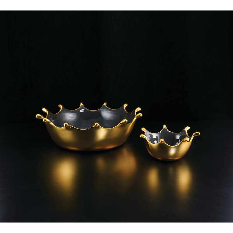 Bol décoratif abstrait en métal Splash et luxe en métal Splash, H 3,25 po x l 7 po x P 7 po
