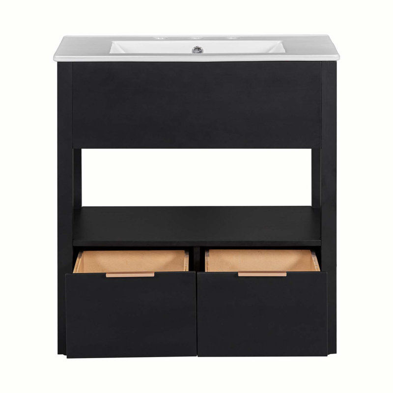 30" Bathroom Vanity with Sink Top, Black