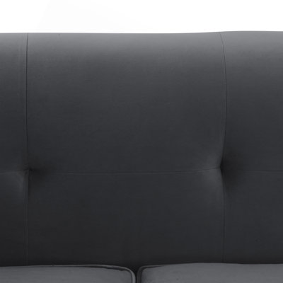 90" Gray Fabric Upholstered Sofa with Brushed Stainless Steel Legs