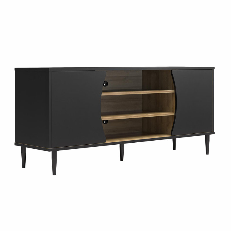 Console multimédia Deshuan pour téléviseur de 65 po ou moins, noir et naturel