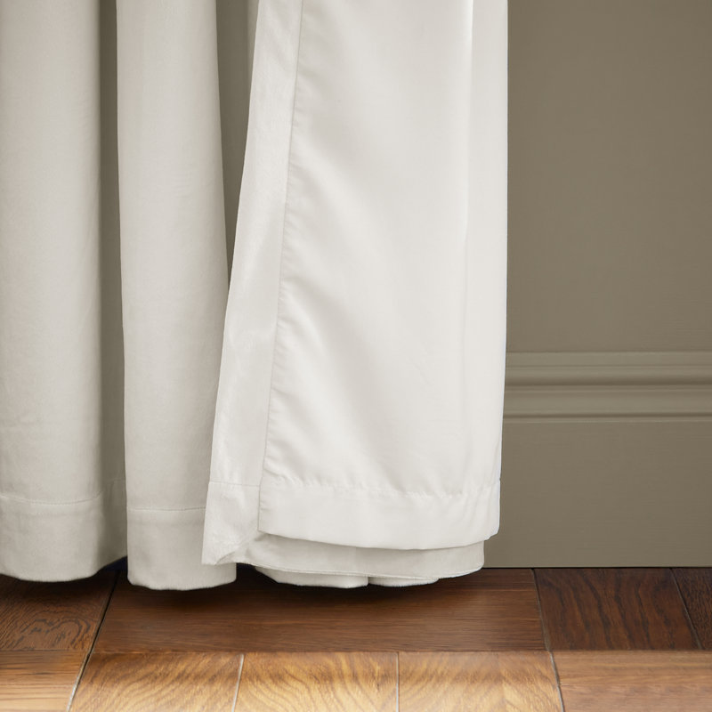 Kingsley Matt Velvet Lined Eyelet Curtains, Cream