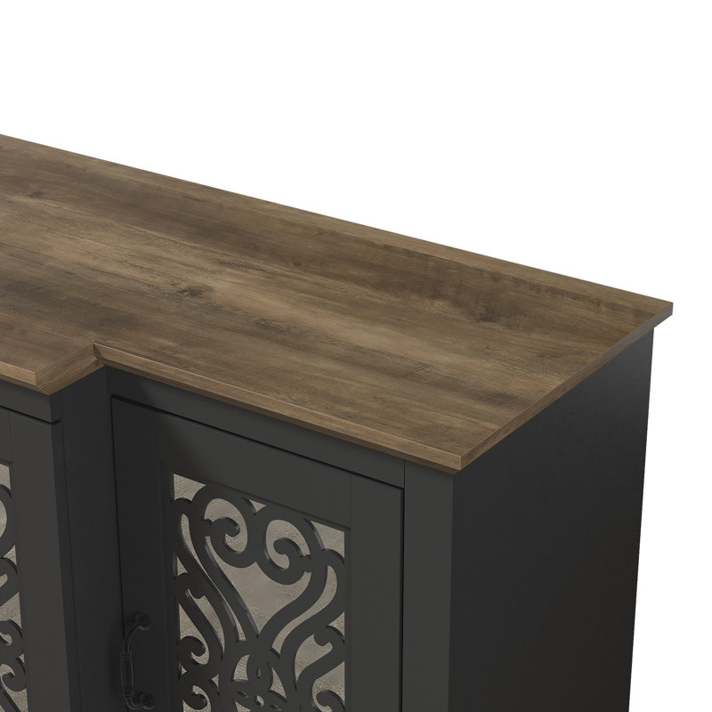 Ariba Transitional Sideboard Set Of 2, Black/Knotty Oak
