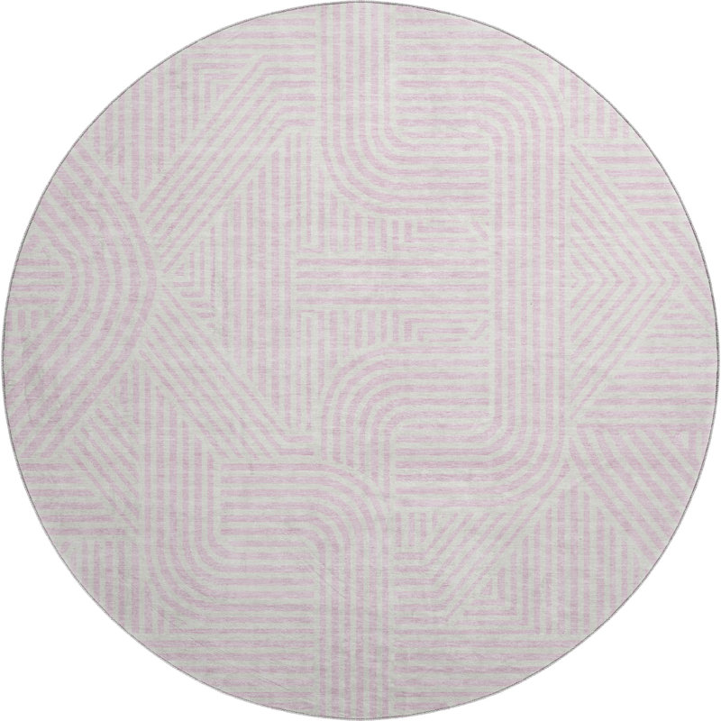Premium Machine Washable Prisco Pink Rug, Round 8'