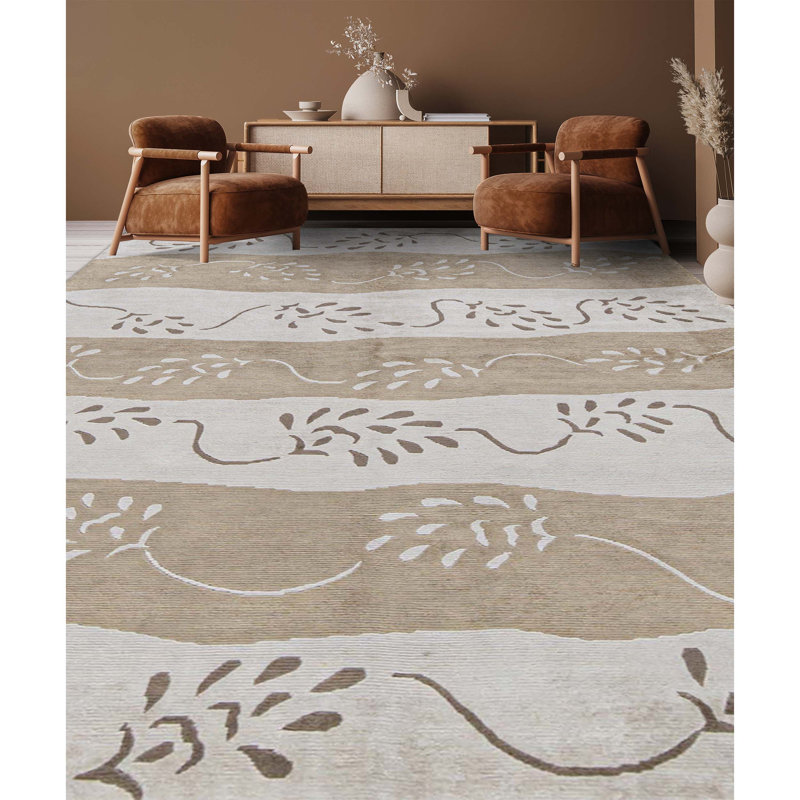Hand-Knotted High-Quality Beige Area Rug