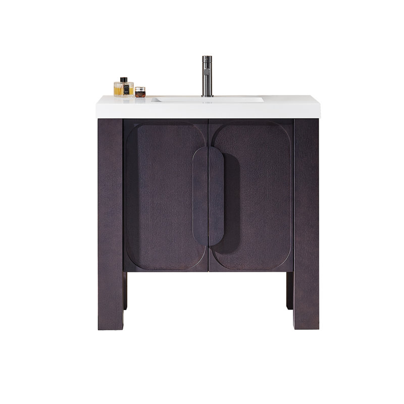 Meuble-lavabo simple 36 po Abella Munich, Espresso, Blanc