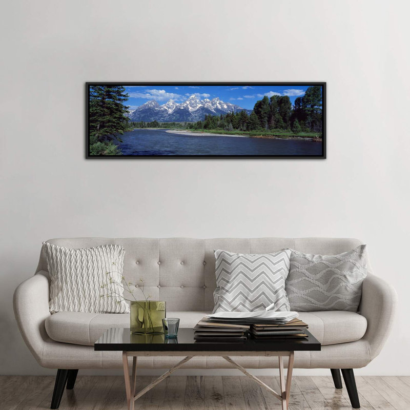 «Snake River and Grand Teton WY USA», reproduction de photo sur toile, H 24 po x l 72 po x P 1,5 po, Pas de tapis