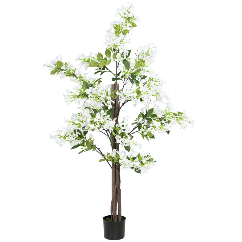 150cm Faux Flowering Plant in Cement Pot