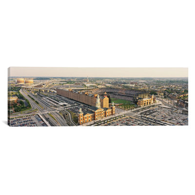 Vue panoramique d'un stade de baseball dans une ville, parc Oriole à Camden Yards, reproduction de photo sur toile
