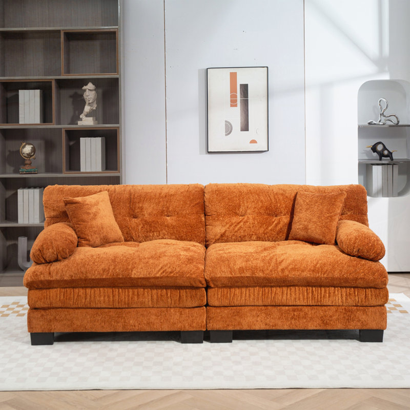 Canapé modulaire en chenille, Orange