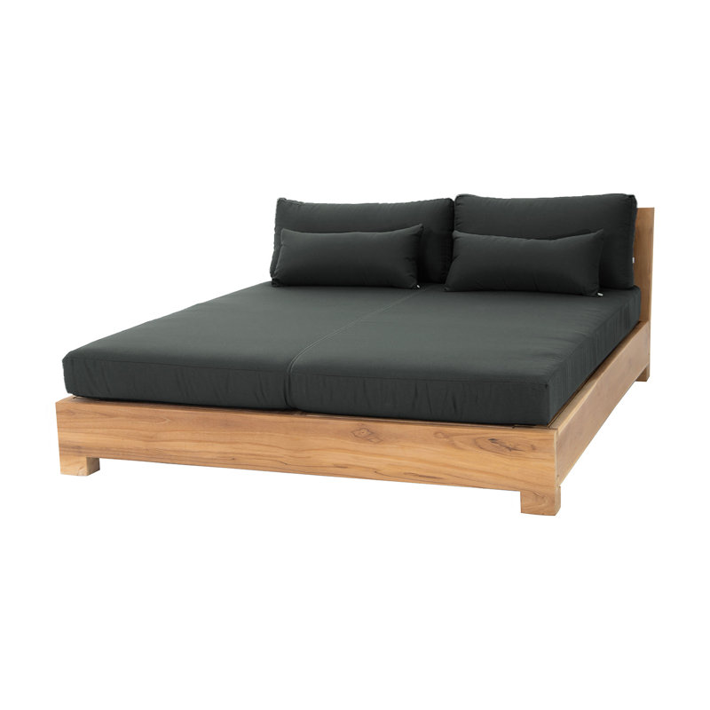 Monterey Teak Outdoor Daybed Lounger, Coal