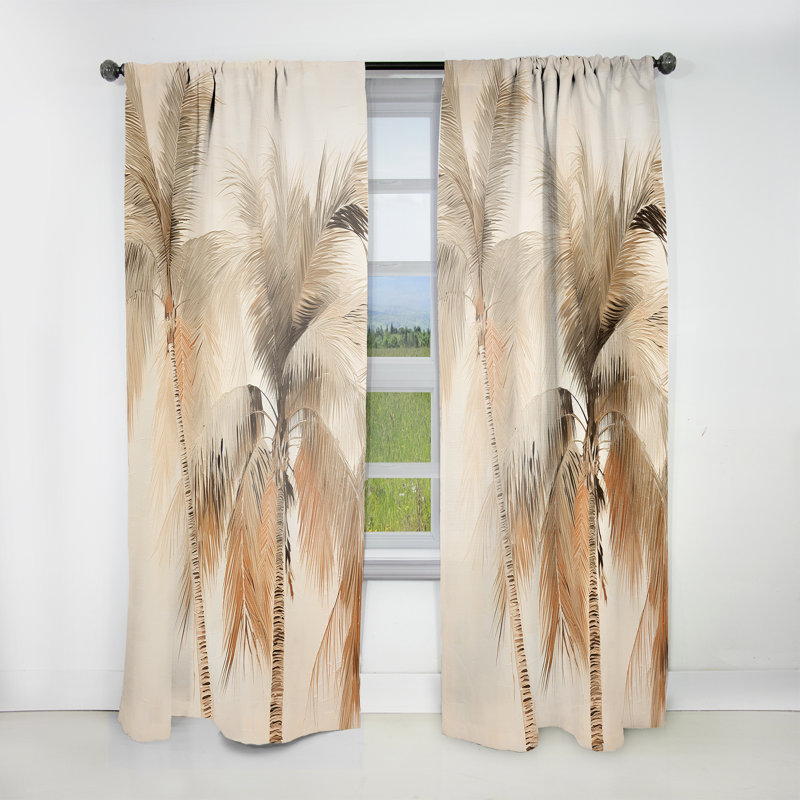Cetus Minimalism Tropical Tranquility Palm Trees I - Traditional Velvet Curtain - Room Darkening - 1 panel, 52" W x 63" L