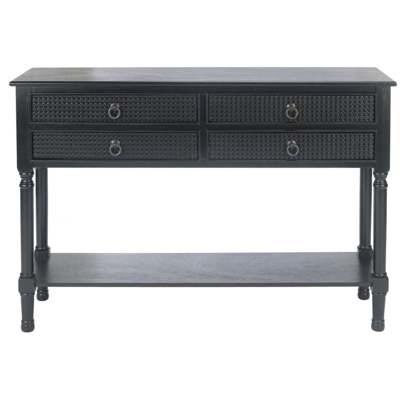 Haines 4-Drawer Bottom Shelf Console Tablevisit The Safavieh Store, Black