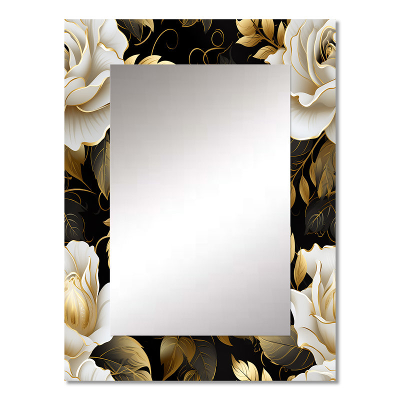 Décoration murale Timeless Beige Rose Elegant - Miroir floral, 32 po x 24 po