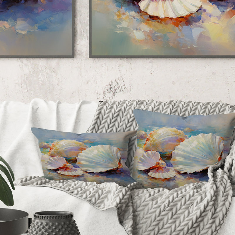 Coussin White Impressionist Seashells I - Seashell