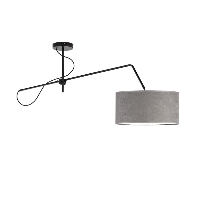 RIO VELUR 1 - Light Drum Pendant, Grey, Black