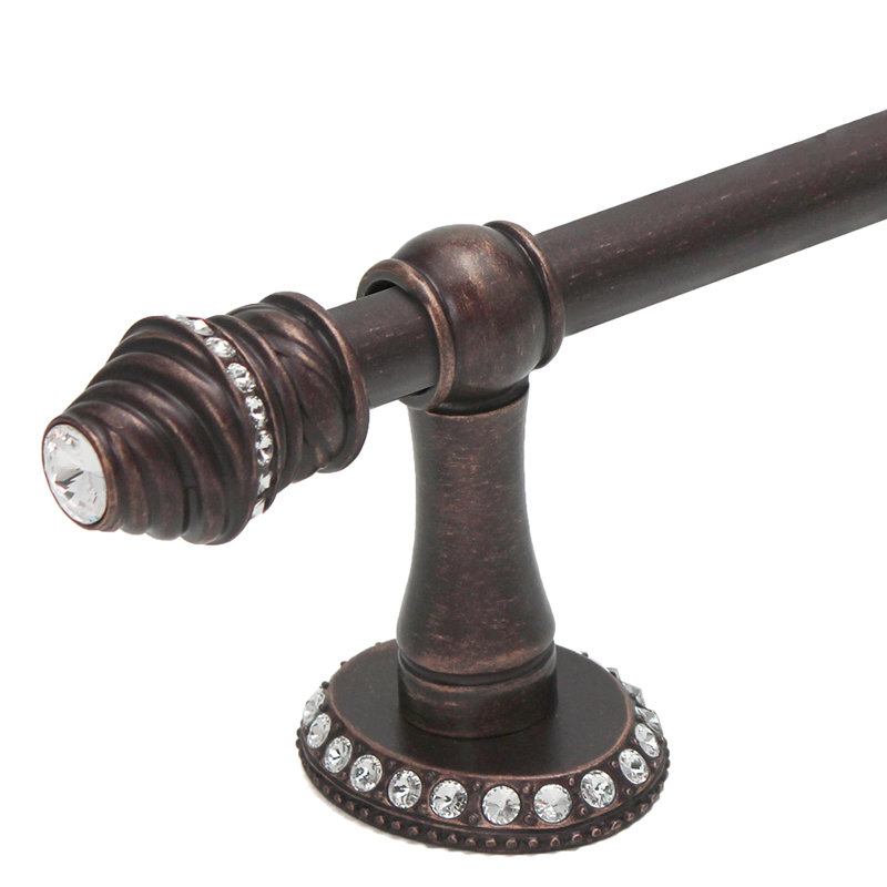 Caché II 24 inches c.c. {approximately} towel bar with 80 rivoli Swarovski Clear Crystals with 5/8 smooth center in Oil Rub Bronze